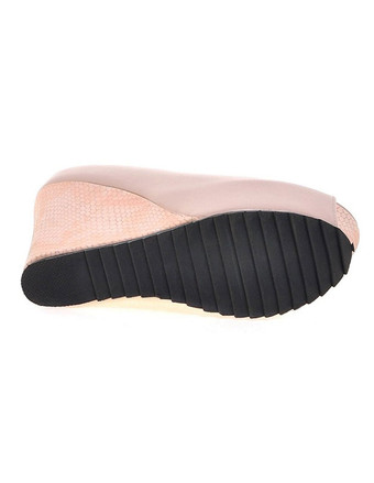 ウェッジパンプス　キャンディカラー　ピープトゥ　PU　ウェッジソール　ファミリー・セレブレーション　シンプル　