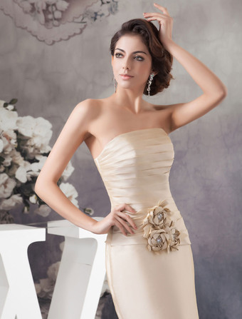 2ピース　新婦の母のドレス　スーツ　ストラップレス　花　フロア丈　マーメイド　イブニングドレス Milanoo