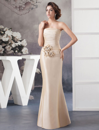 2ピース　新婦の母のドレス　スーツ　ストラップレス　花　フロア丈　マーメイド　イブニングドレス Milanoo