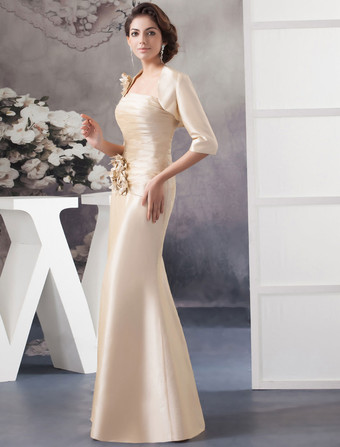 2ピース　新婦の母のドレス　スーツ　ストラップレス　花　フロア丈　マーメイド　イブニングドレス Milanoo