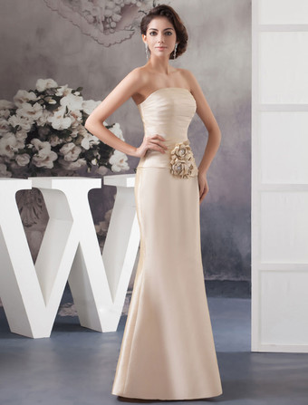 2ピース　新婦の母のドレス　スーツ　ストラップレス　花　フロア丈　マーメイド　イブニングドレス Milanoo