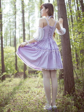 甘いロリータワンピース　姫ロリ　お嬢さん　レースフリル　ロリータジャンパースカート　シフォンアイドル衣装　リボン