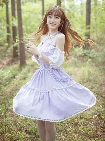 甘いロリータワンピース　姫ロリ　お嬢さん　レースフリル　ロリータジャンパースカート　シフォンアイドル衣装　リボン