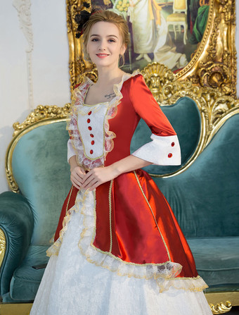 プリンセス 女性用 貴族ドレス 中世 ドレス レッド 半袖 ポリエステル 祝日 ドレス バロック風 中世 ドレス・貴族ドレス ヨーロッパ 宮廷風 レトロ バーガンディ