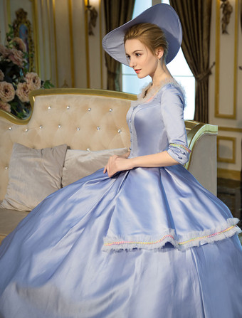 プリンセス 女性用 貴族ドレス 中世 ドレス ブルー 半袖 ポリエステル 祝日 ドレス バロック風 中世 ドレス・貴族ドレス ヨーロッパ 宮廷風 レトロ
