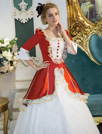 プリンセス 女性用 貴族ドレス 中世 ドレス レッド 半袖 ポリエステル 祝日 ドレス バロック風 中世 ドレス・貴族ドレス ヨーロッパ 宮廷風 レトロ バーガンディ