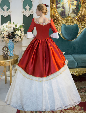 プリンセス 女性用 貴族ドレス 中世 ドレス レッド 半袖 ポリエステル 祝日 ドレス バロック風 中世 ドレス・貴族ドレス ヨーロッパ 宮廷風 レトロ バーガンディ