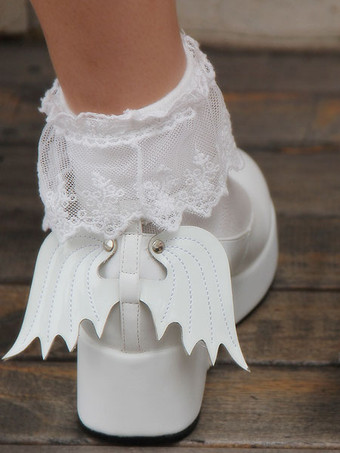 ロリィタシューズ　パッチワーク柄　PU　丸いつま先　ウェッジソール　ハロウィン　