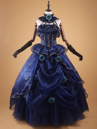 Disfraz Carnaval Vestido traje Lolita azul marino oscuro retro one piece