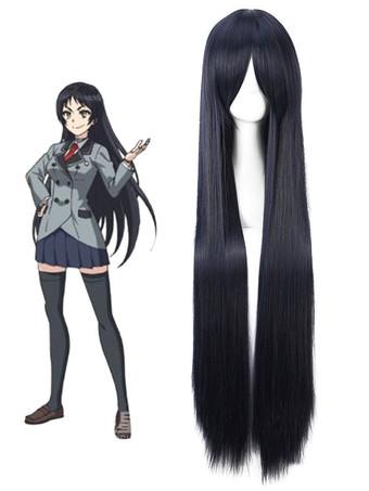 Halloween Parrucca nera lunga liscia per Cosplay Shimoneta donna resistente  al calore in fibra 