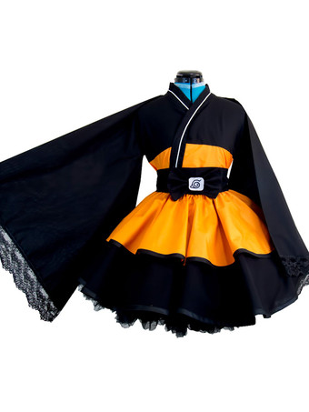 Halloween Vestido de lolita kimono Naruto uzumaki naruto cosplay traje chica versión 