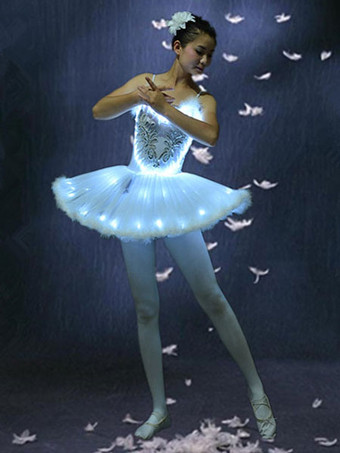 Carnevale Balletto bianco vestito incandescente balletto danza Costume LED Tutu balletto abiti da festa Halloween