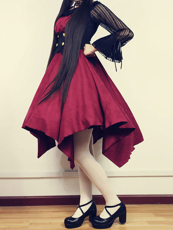 Lolitashow Gothic Lolita Dress JSK Dead Ghost Melody Asymmetrical Lolita Jumper Skirt