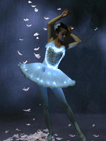 Carnevale Balletto bianco vestito incandescente balletto danza Costume LED Tutu balletto abiti da festa Halloween