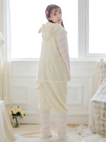 着ぐるみパジャマ　アダルト　エクリュホワイト　フランネル　ハロウィン　クリスマス　ネコ　 ハロウィン