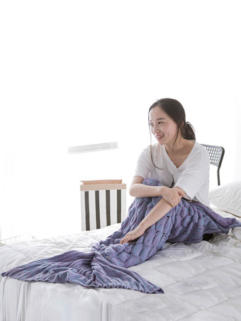 Viola Carnevale Dormire coperta lavorata a maglia pigiama sirena onesie Snuggie per adulto Halloween