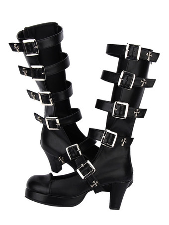 Gothic Lolita botas botas gatinho salto plataforma estilo Punk fivela com fivela