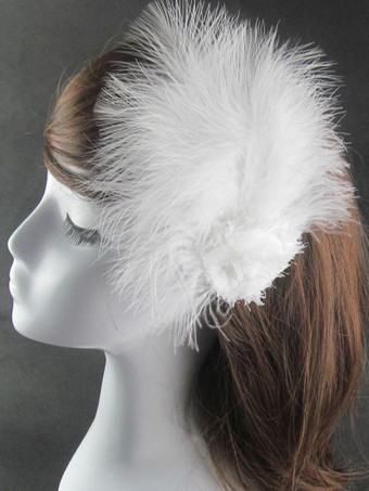 Carnevale Accessori per la danza delle clip di capelli con piume bianche da donna Halloween