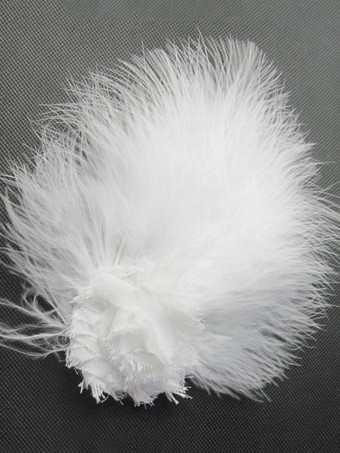 バレエヘアアクセサリー　羽毛　髪飾り ホワイト バレリーナ 大人用　パフォーマンス