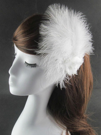 ホワイトバレエヘアアクセサリー　羽毛　髪飾り ホワイト バレリーナ 大人用　パフォーマンス
