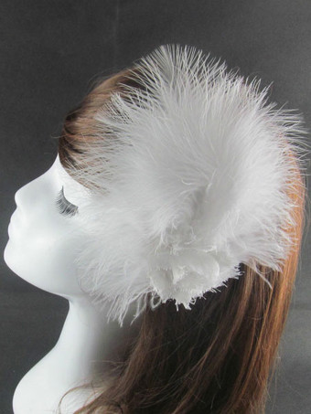バレエヘアアクセサリー　羽毛　髪飾り ホワイト バレリーナ 大人用　パフォーマンス