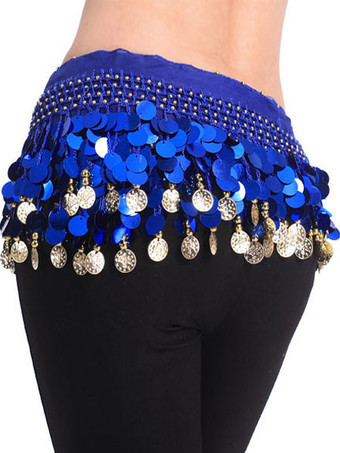ロイヤルブルーベリーダンス衣装　ベリーダンサー　ポリエステル　サッシュベルト　大人用　女性用　ベリーダンス　