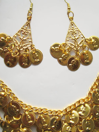 ベリーダンス衣装　ゴールド　ベリーダンサー　プラスチック　ネックレス＆耳飾り　大人用　女性用　ベリーダンス　