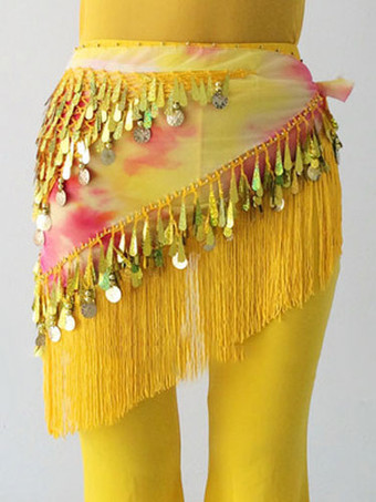 イエローベリーダンス衣装　ベリーダンサー　ポリエステル　サッシュベルト　大人用　女性用　ベリーダンス　