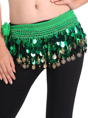 グリーン ベリーダンス衣装　ベリーダンサー　ポリエステル　サッシュベルト　大人用　女性用　ベリーダンス　