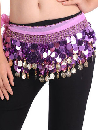 ライラックベリーダンス衣装　ベリーダンサー　ポリエステル　サッシュベルト　大人用　女性用　ベリーダンス　