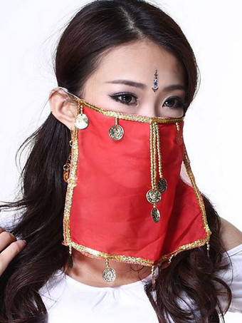 Belly Dance Face Veil Blue Voile Tassels Women's Belly Dancing Costume Accessories