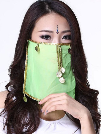 Belly Dance Face Veil Blue Voile Tassels Women's Belly Dancing Costume Accessories