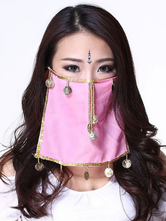 Belly Dance Face Veil Blue Voile Tassels Women's Belly Dancing Costume Accessories