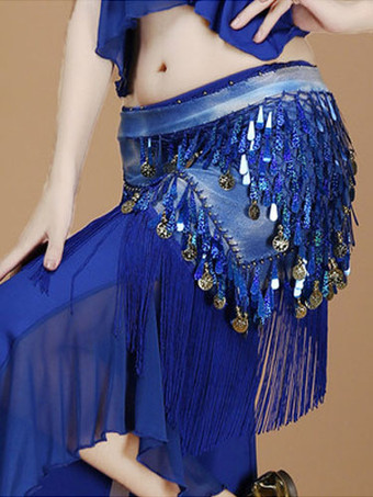 ロイヤルブルーベリーダンス衣装　ベリーダンサー　ポリエステル　サッシュベルト　大人用　女性用　ベリーダンス　
