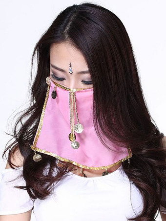 Belly Dance Face Veil Blue Voile Tassels Women's Belly Dancing Costume Accessories