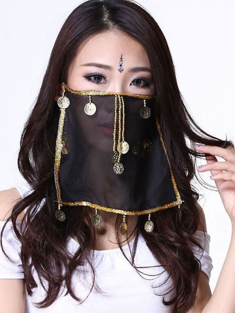 Belly Dance Face Veil Blue Voile Tassels Women's Belly Dancing Costume Accessories