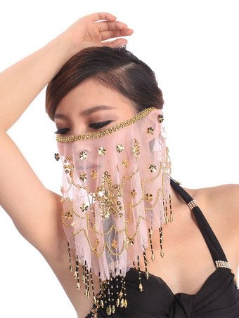 ピンクベリーダンス衣装　ベリーダンサー　ボイル　ベール　大人用　女性用　ベリーダンス　