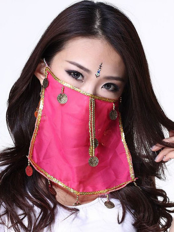 Belly Dance Face Veil Blue Voile Tassels Women's Belly Dancing Costume Accessories