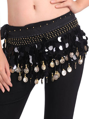 ブラック ベリーダンス衣装　ベリーダンサー　ポリエステル　サッシュベルト　大人用　女性用　ベリーダンス　