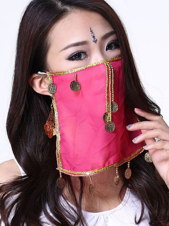 Belly Dance Face Veil Blue Voile Tassels Women's Belly Dancing Costume Accessories