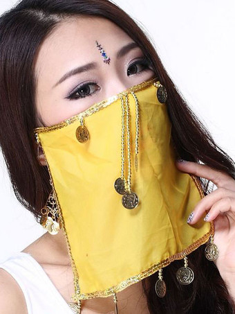 Belly Dance Face Veil Blue Voile Tassels Women's Belly Dancing Costume Accessories