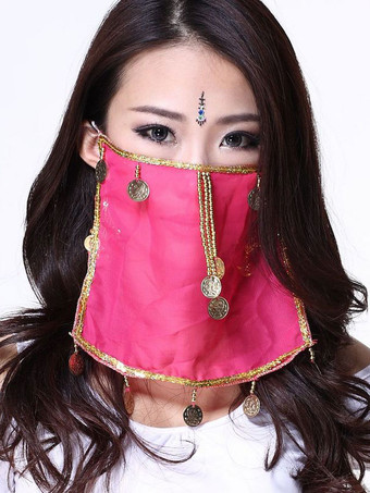 RoseBelly Dance Face Veil Blue Voile Tassels Women's Belly Dancing Costume Accessories