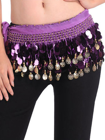 パープル ベリーダンス衣装　ベリーダンサー　ポリエステル　サッシュベルト　大人用　女性用　ベリーダンス　