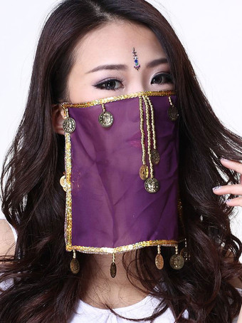 Belly Dance Face Veil Blue Voile Tassels Women's Belly Dancing Costume Accessories