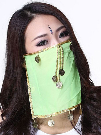 Belly Dance Face Veil Blue Voile Tassels Women's Belly Dancing Costume Accessories