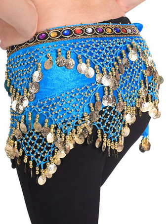 レイクブルー ベリーダンス衣装　大人用　ポリエステル　女性用　ベリーダンサー　サッシュベルト　ベリーダンス　