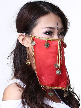 Belly Dance Face Veil Blue Voile Tassels Women's Belly Dancing Costume Accessories