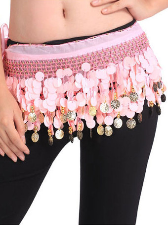 ピンクベリーダンス衣装　ベリーダンサー　ポリエステル　サッシュベルト　大人用　女性用　ベリーダンス　