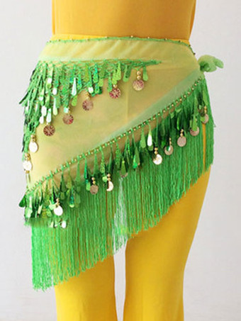 グリーン ベリーダンス衣装　ベリーダンサー　ポリエステル　サッシュベルト　大人用　女性用　ベリーダンス　