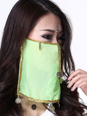Belly Dance Face Veil Blue Voile Tassels Women's Belly Dancing Costume Accessories